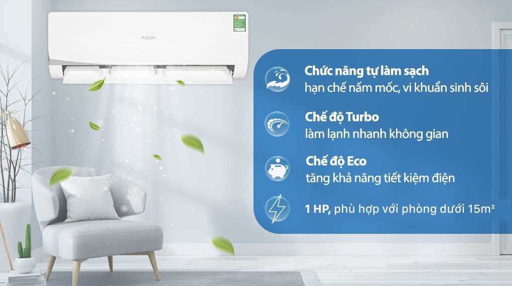 may lanh aqua 1hp inverter | tra gop nhanh