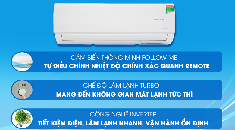 may lanh 1hp midea inverter | tra gop nhanh