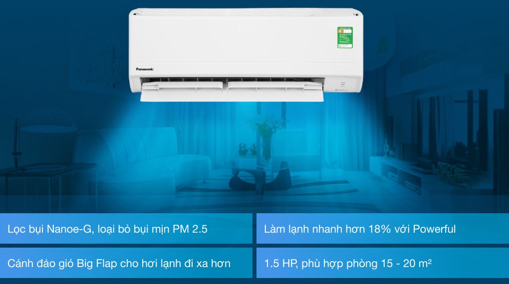 may lanh panasonic 1,5hp inverter | tra gop nhanh