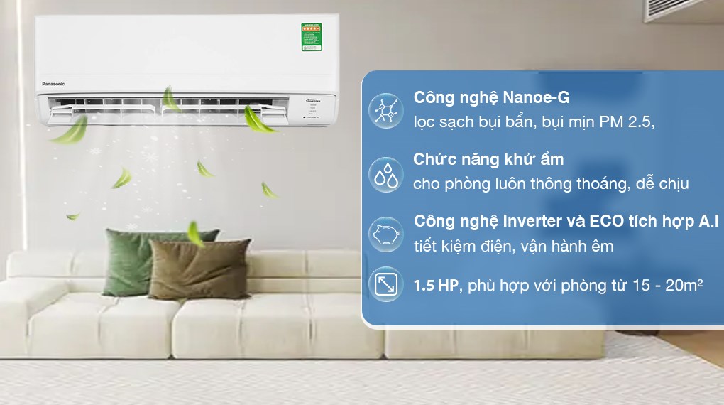 may lanh panasonic 1,5hp | tra gop nhanh