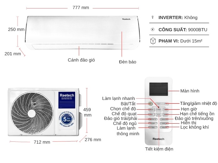 may lanh reetech 1hp | tra gop nhanh