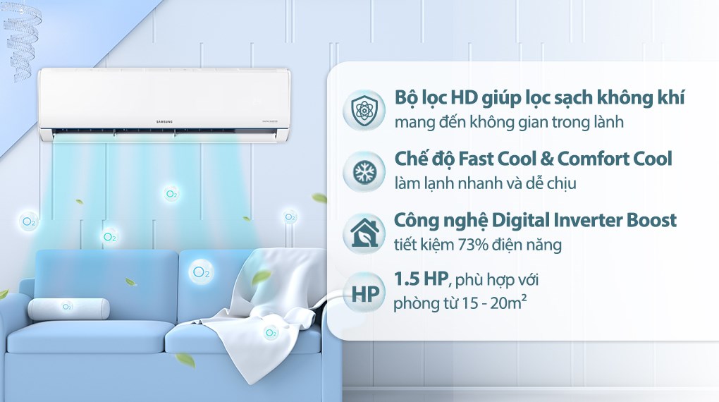 may lanh samsung 1,5hp inverter | tra gop nhanh