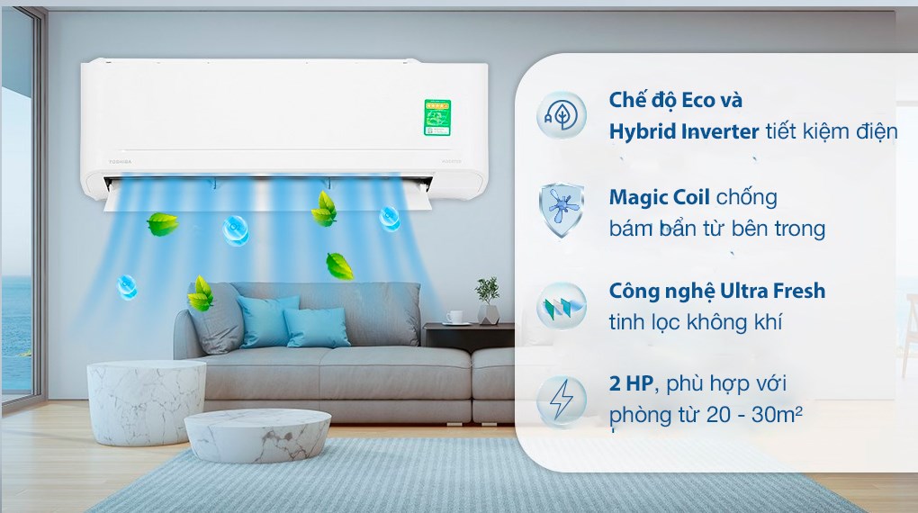 may lạnh 2hp toshiba inverter | tra gop nhanh
