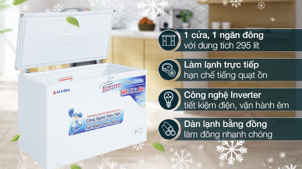 tu dong alaska 295l inverter | tra gop nhanh