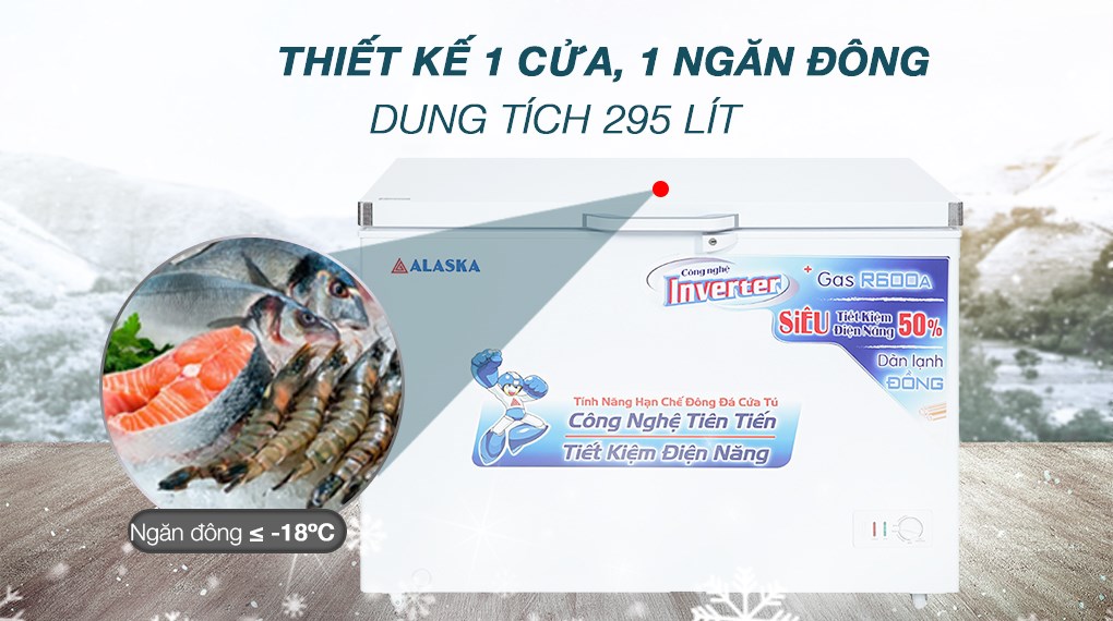 tu dong alaska 295l inverter | tra gop nhanh