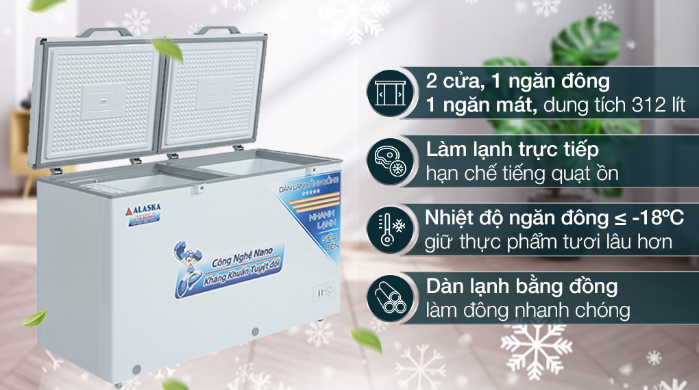 tu dong alaska 312l inverter | tra gop nhanh