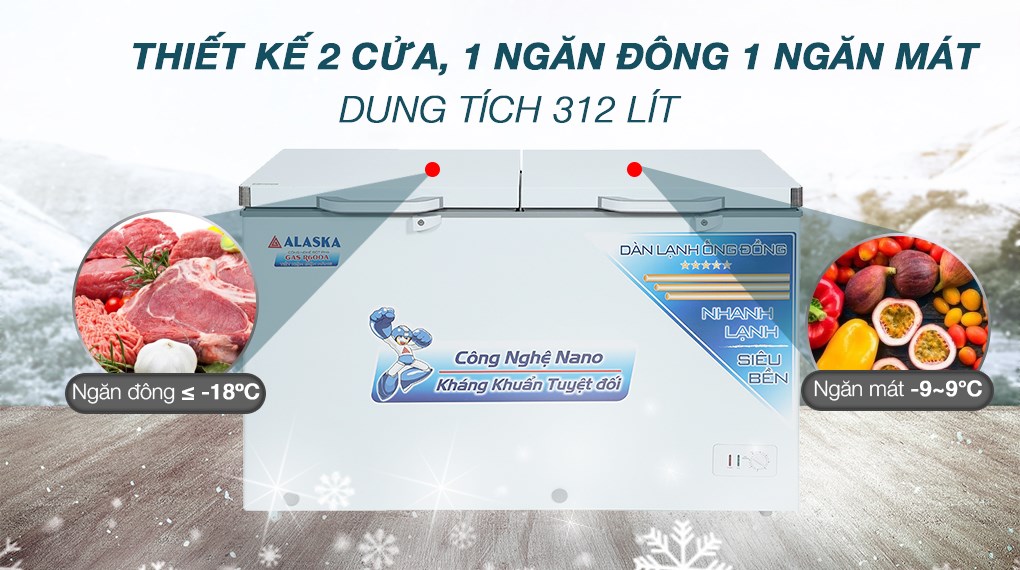 tu dong alaska 312l inverter | tra gop nhanh