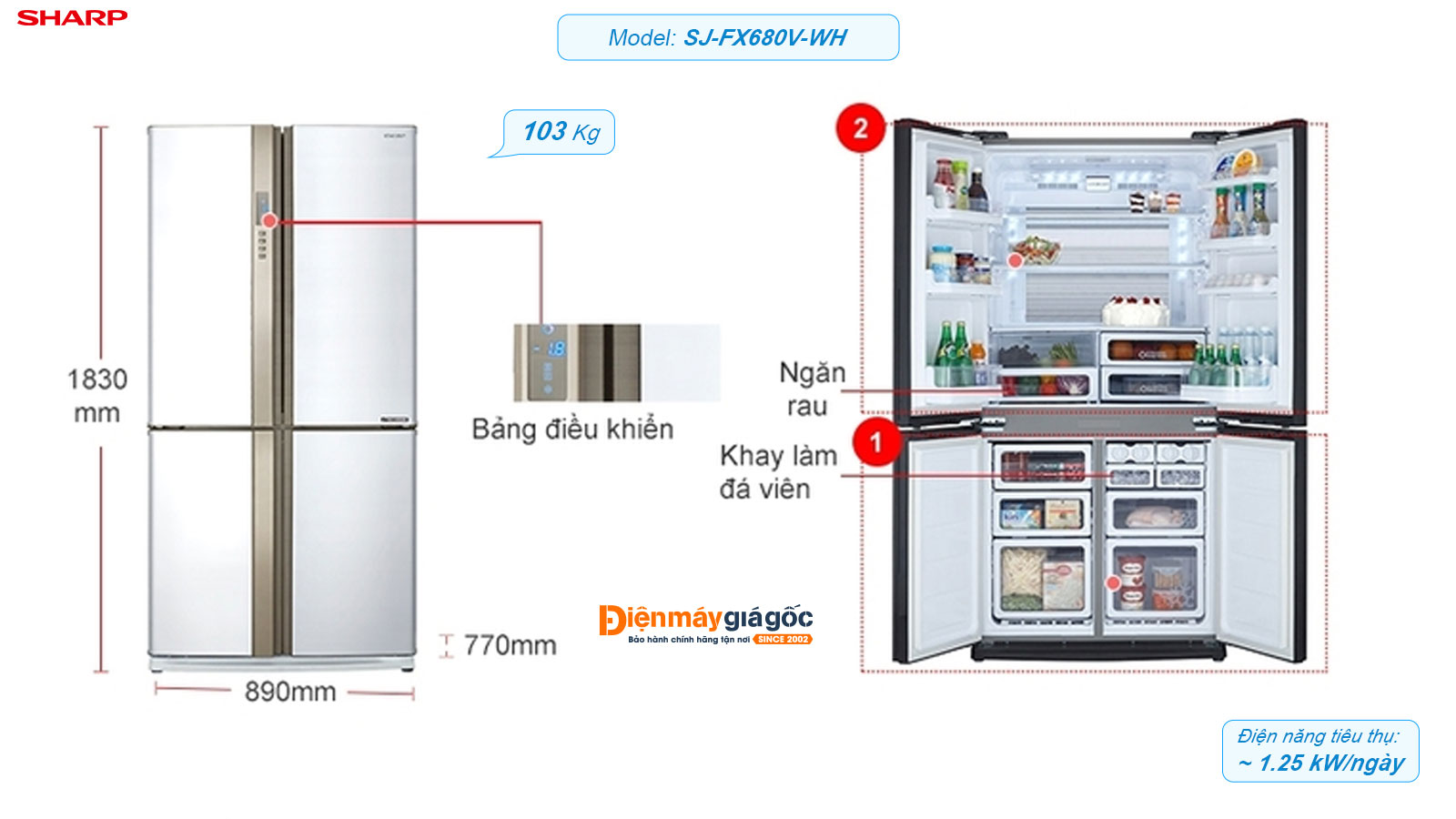 tu lạnh 4 cua 626l tra gop - tra gop nhanh