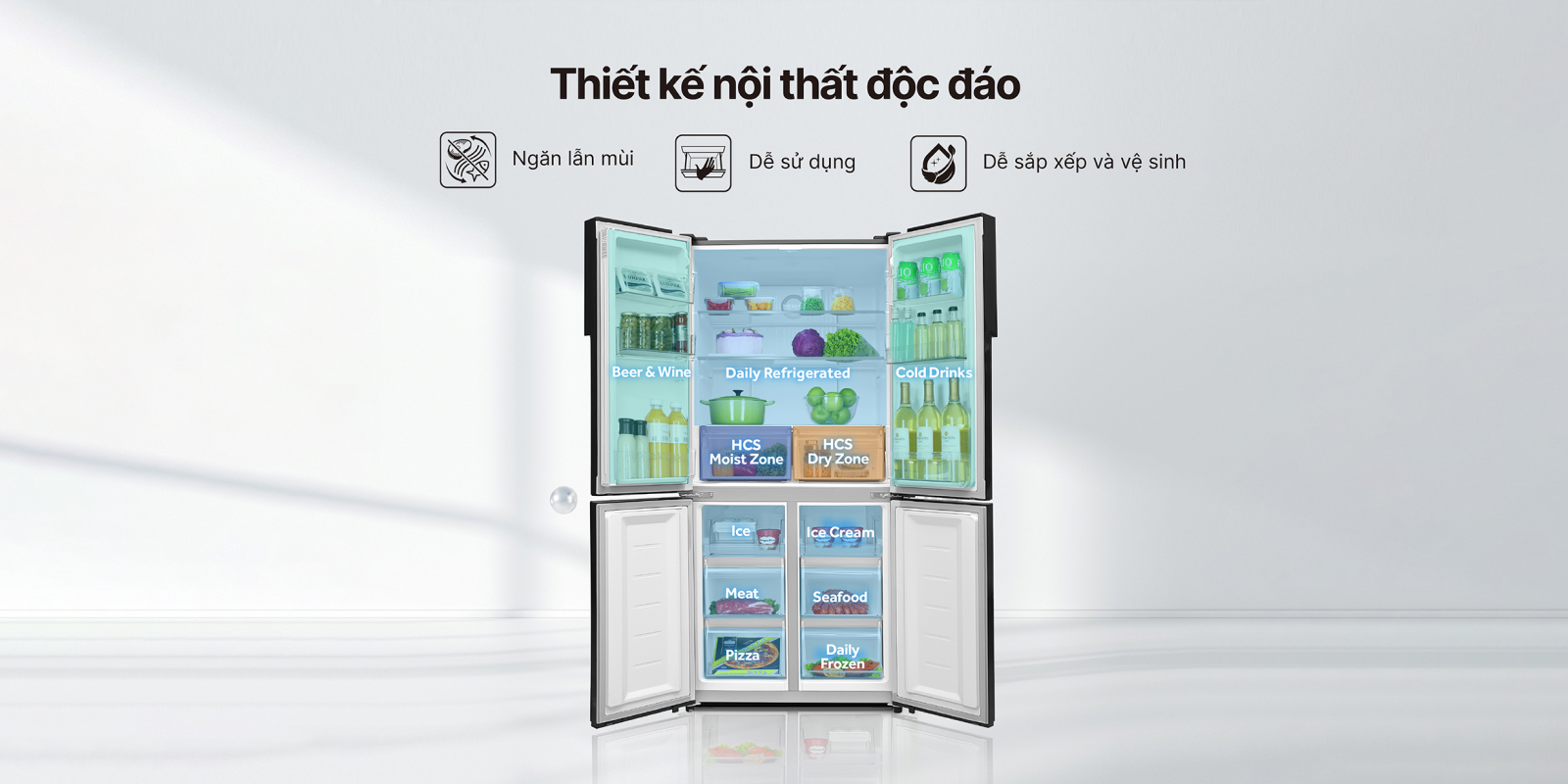 TỦ LẠNH AQUA 4 CỬA INVERTER 456L M530EM(SLB) TRẢ G&Oacute;P TẠI LONG AN, HỒ CH&Iacute; MINH