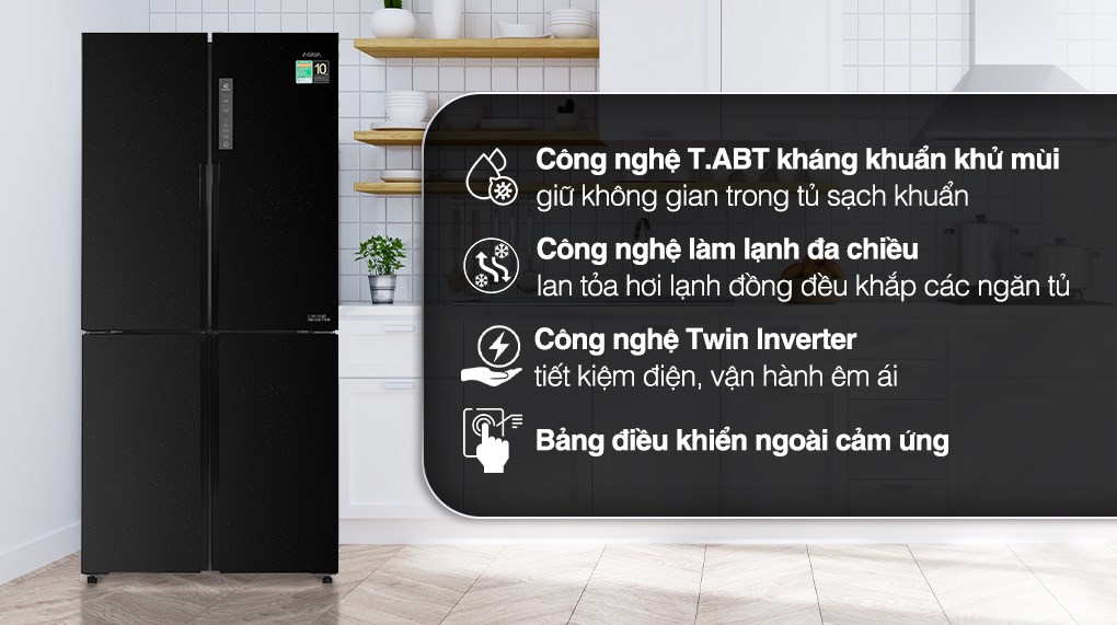 TỦ LẠNH AQUA 4 CỬA 456L M525XA(FB) &ndash; Trả g&oacute;p nhanh tại Long An, Hồ Ch&iacute; Minh, B&igrave;nh Dương
