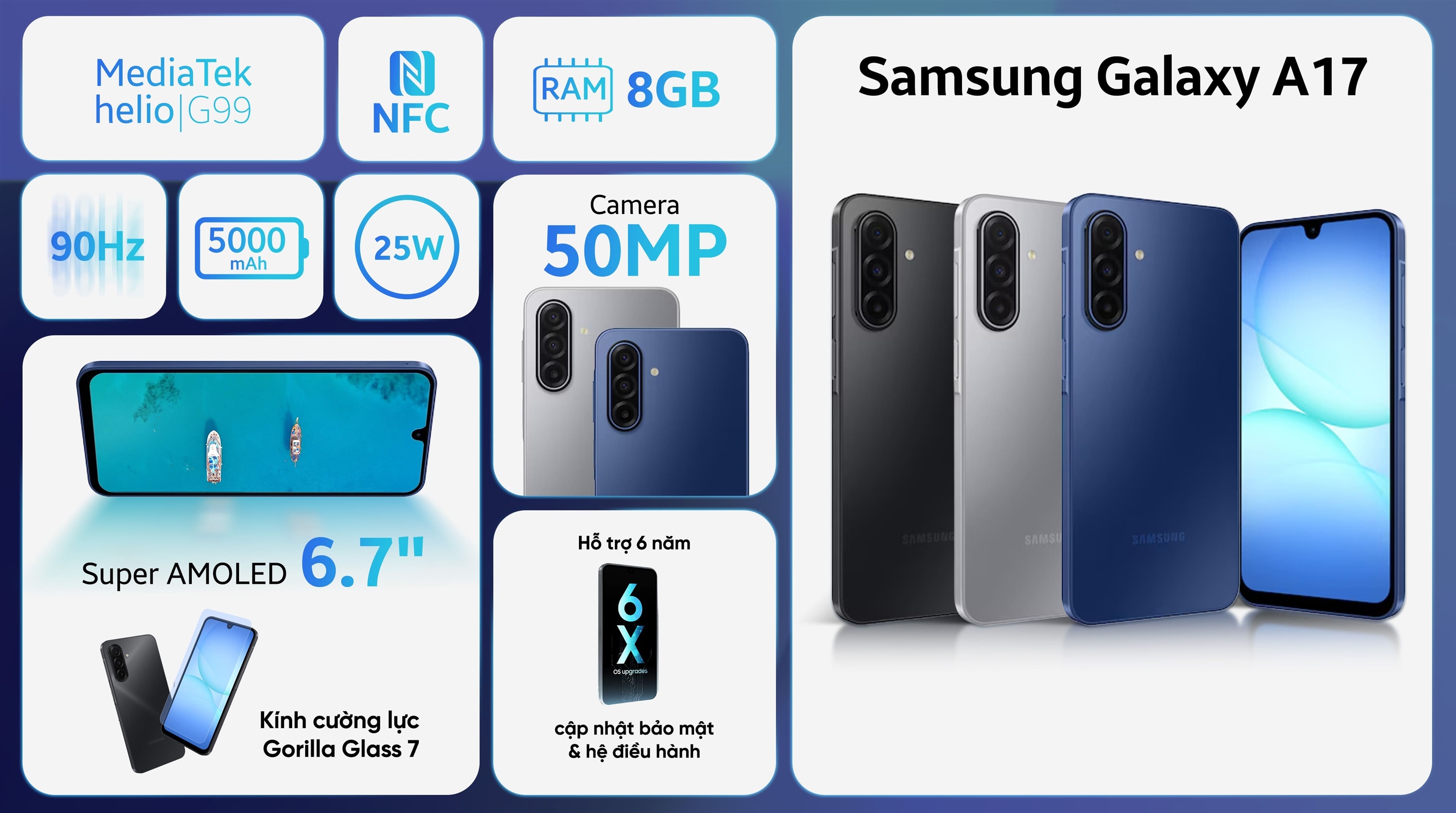 Samsung A17 5G 8GB 128GB &ndash; Mua Trả G&oacute;p Dễ D&agrave;ng Tại Long An, Hồ Ch&iacute; Minh, Bi&ecirc;n H&ograve;a, B&igrave;nh Dương, Đồng Nai, T&acirc;y Ninh